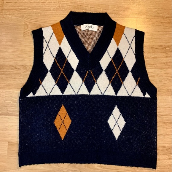Argyle Pattern Sweater Vest One Size - Picture 3 of 5